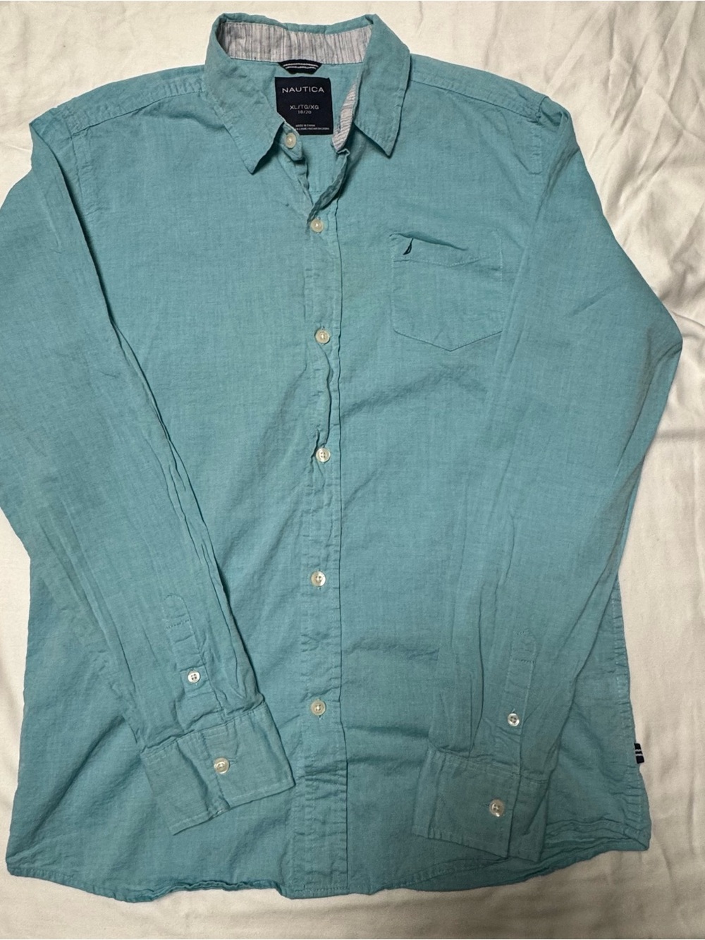 Nautica Light Teal Long Sleeve Button-Down Shirt